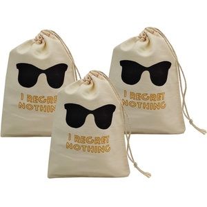 SET OF 5 - tan drawstring favor bags for bach or wedding  🕶️
